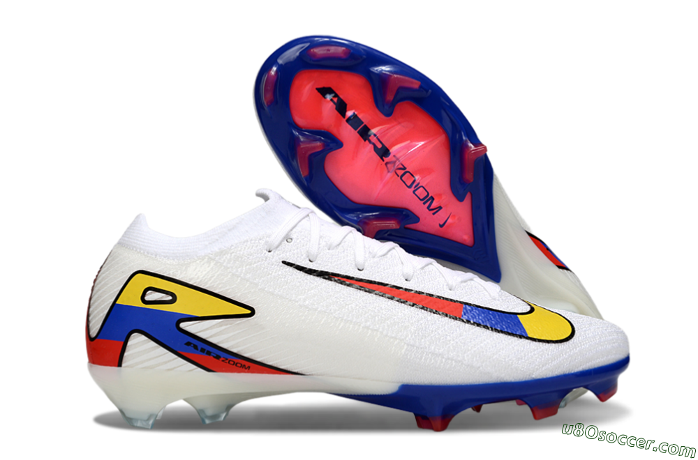 Nike Air Zoom Mercurial Vapor 16 Elite FG Firm Ground Soccer Cleats - White/Yellow/Blue/Red 1