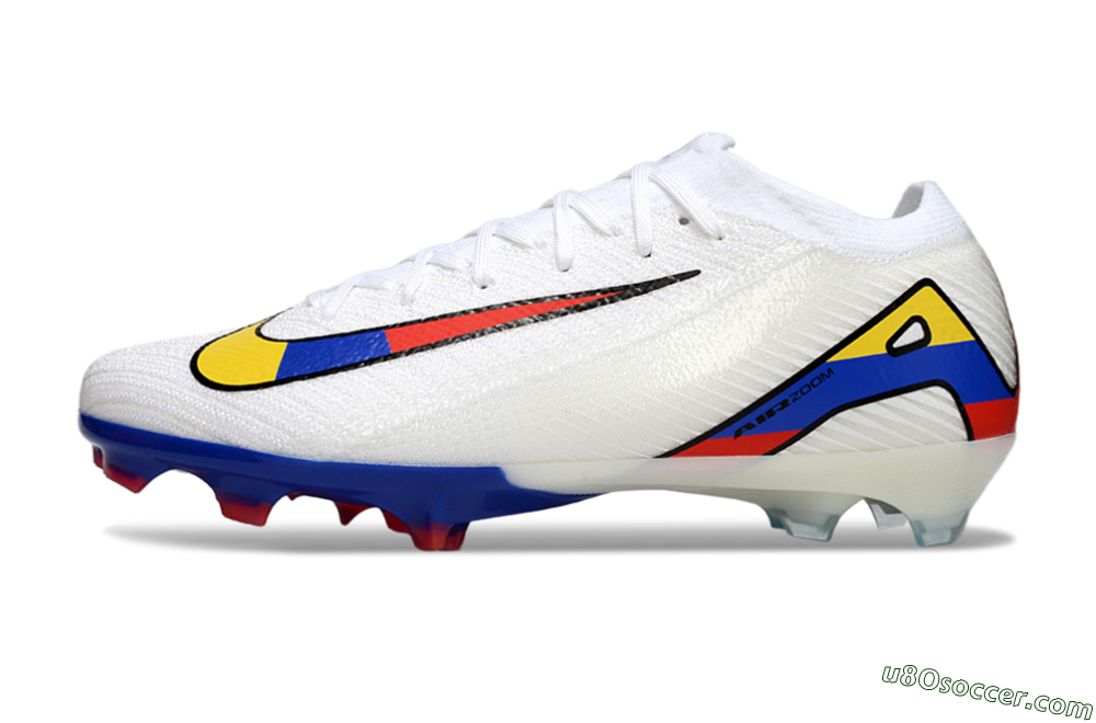 Nike Air Zoom Mercurial Vapor 16 Elite FG Firm Ground Soccer Cleats - White/Yellow/Blue/Red 2