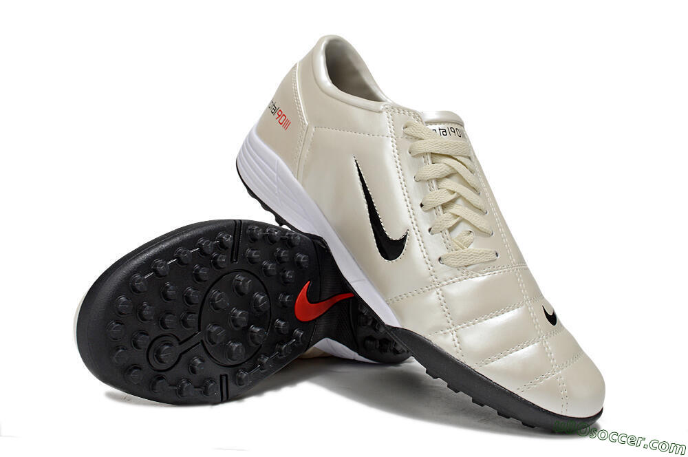 Nike Total 90 III TF Artificial Turf Soccer Shoes - Beige/Black/White 2