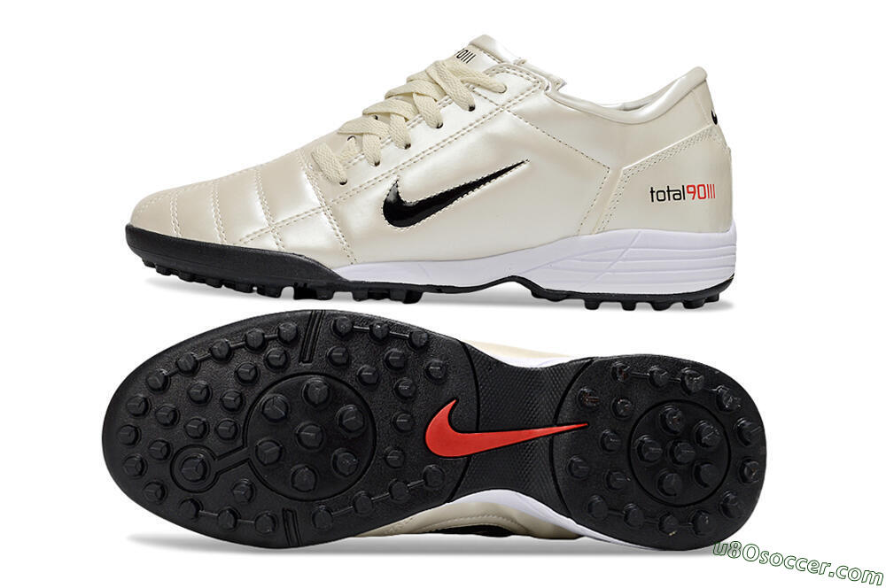 Nike Total 90 III TF Artificial Turf Soccer Shoes - Beige/Black/White 0