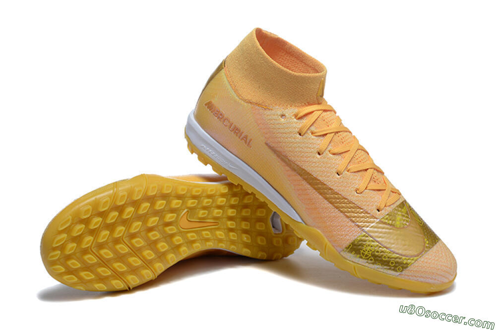 Nike Air Zoom Mercurial Superfly 10 Elite TF Artificial Turf Soccer Shoes - Yellow/Gold/White 4