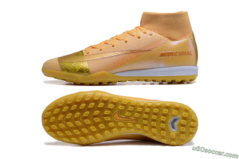 Nike Air Zoom Mercurial Superfly 10 Elite TF Artificial Turf Soccer Shoes - Yellow/Gold/White 0