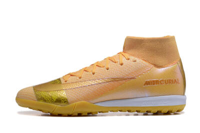 Nike Air Zoom Mercurial Superfly 10 Elite TF Artificial Turf Soccer Shoes - Yellow/Gold/White