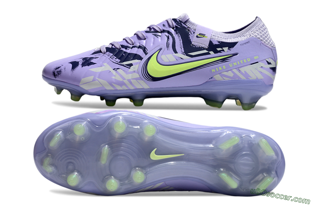 Nike Tiempo Legend 10 Elite FG Firm Ground Soccer Cleats - Purple/Yellow 0