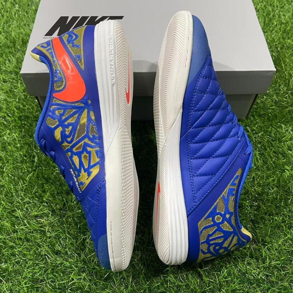 Nike Lunar Gato 2 IC Indoor & Futsal Soccer Shoes - Blue/Gold/Red