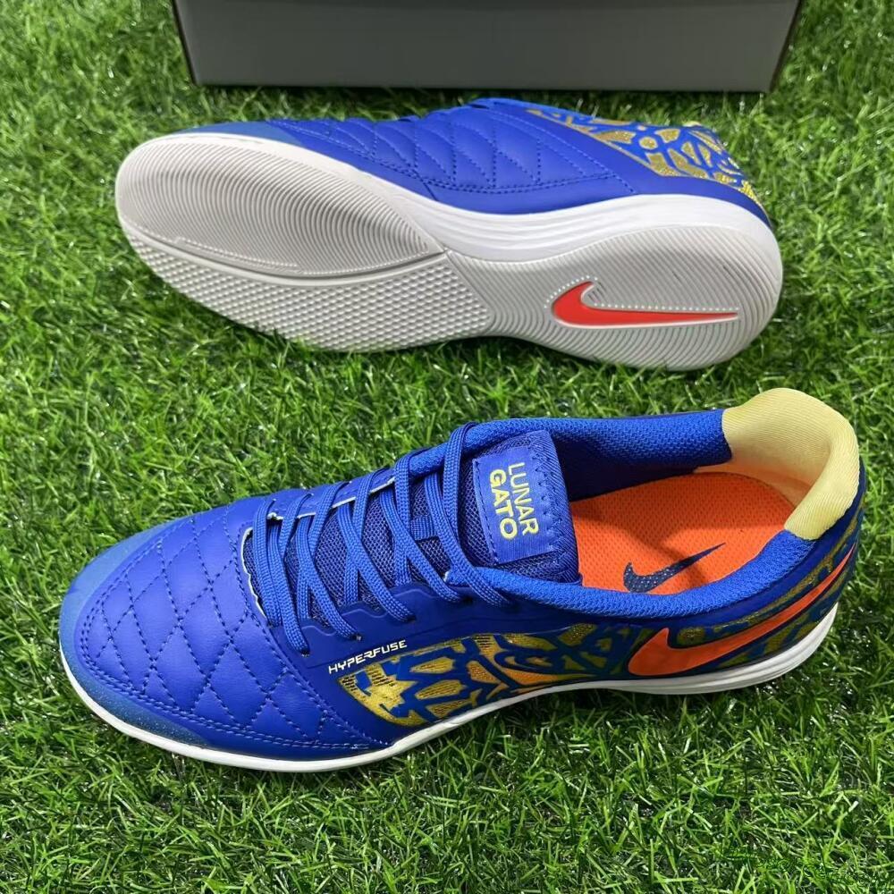 Nike Lunar Gato 2 IC Indoor & Futsal Soccer Shoes - Blue/Gold/Red