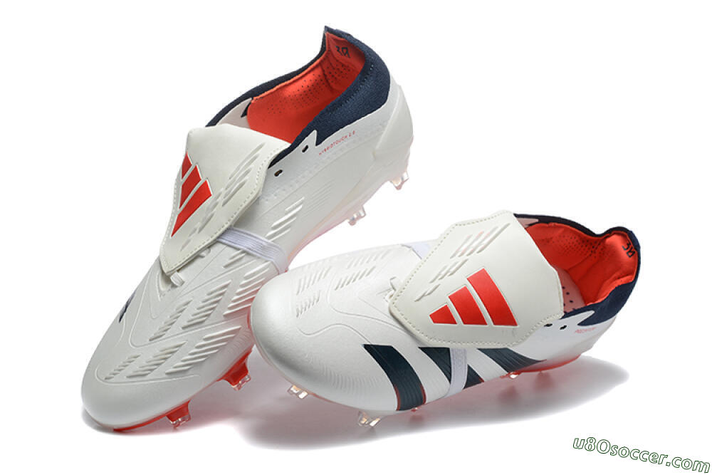 Adidas Predator 25 Elite Foldover Tongue FG Firm Ground Soccer Cleats - Beige/Blue/Red 6