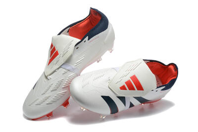 Adidas Predator 25 Elite Foldover Tongue FG Firm Ground Soccer Cleats - Beige/Blue/Red