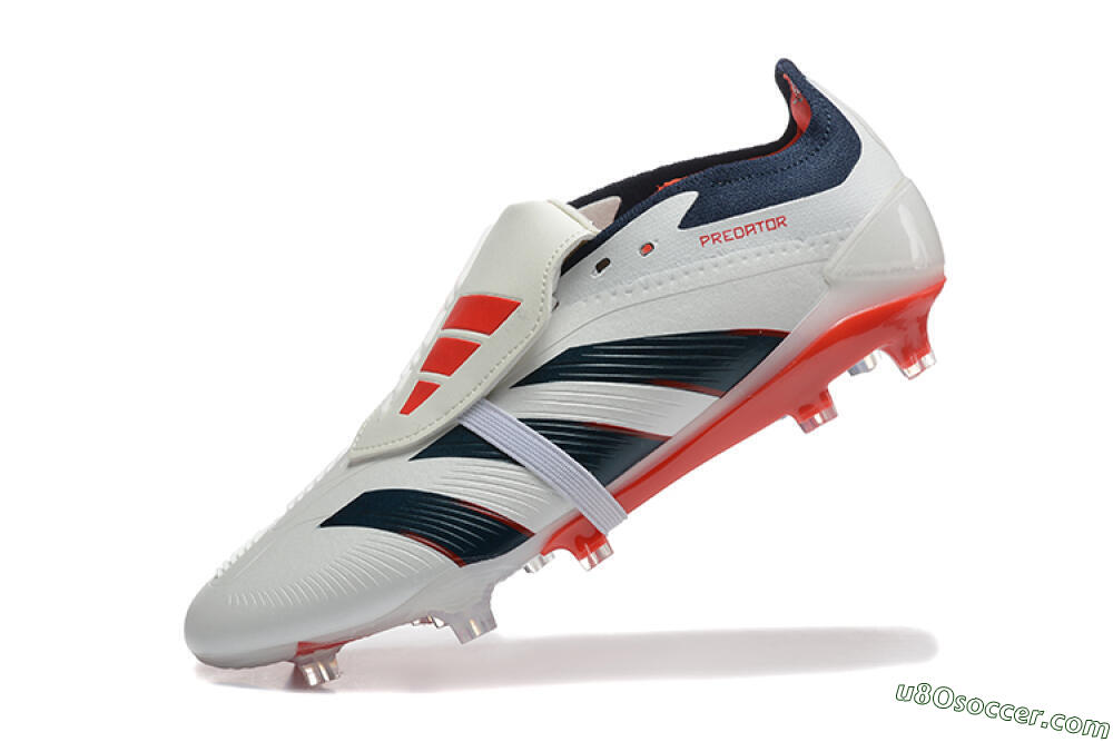 Adidas Predator 25 Elite Foldover Tongue FG Firm Ground Soccer Cleats - Beige/Blue/Red 8
