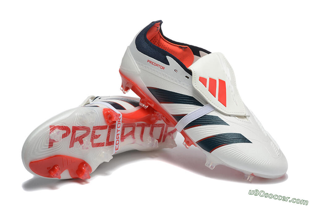 Adidas Predator 25 Elite Foldover Tongue FG Firm Ground Soccer Cleats - Beige/Blue/Red 4