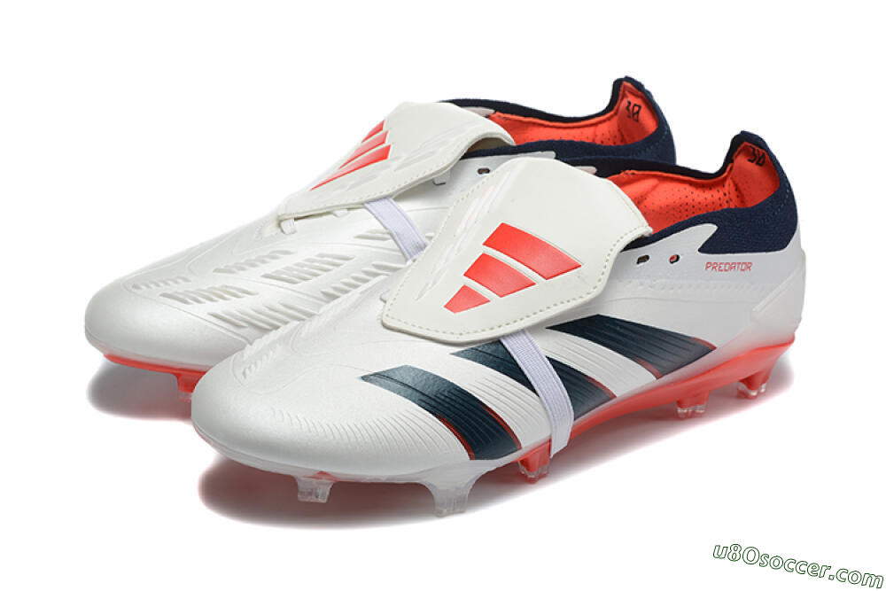 Adidas Predator 25 Elite Foldover Tongue FG Firm Ground Soccer Cleats - Beige/Blue/Red 5