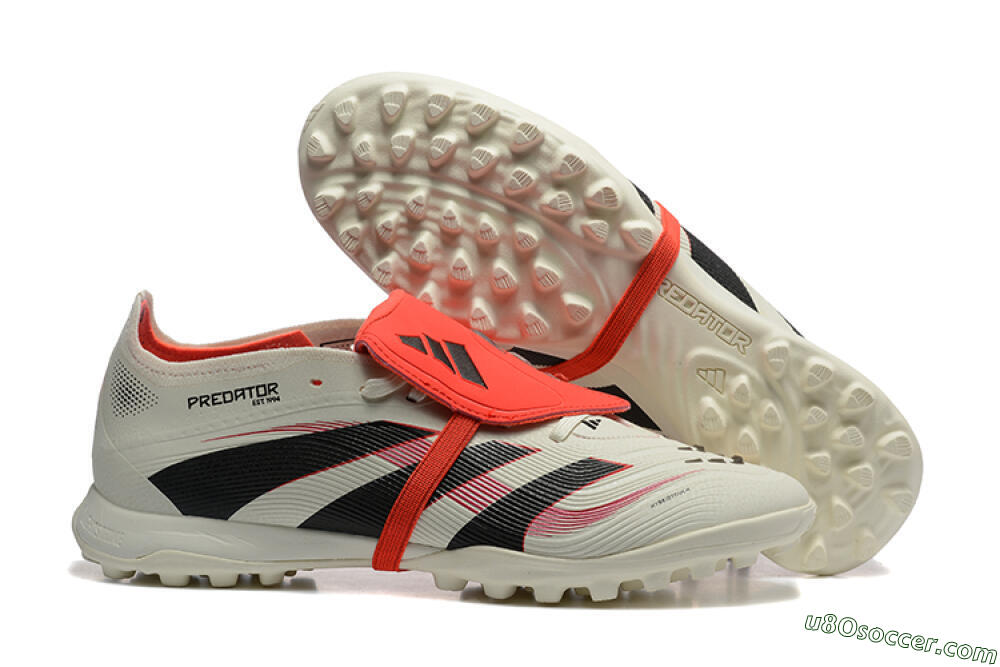 Adidas Predator 25 Elite Foldover Tongue TF Artificial Turf Soccer Shoes - Beige/Black/Red 1