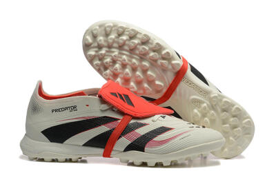 Adidas Predator 25 Elite Foldover Tongue TF Artificial Turf Soccer Shoes - Beige/Black/Red