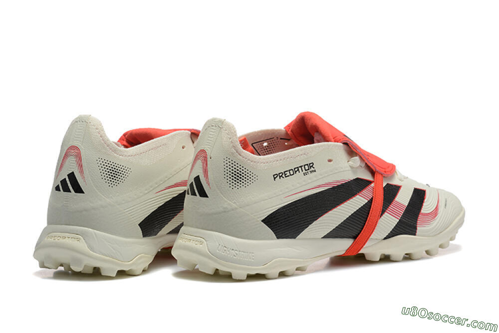Adidas Predator 25 Elite Foldover Tongue TF Artificial Turf Soccer Shoes - Beige/Black/Red 9