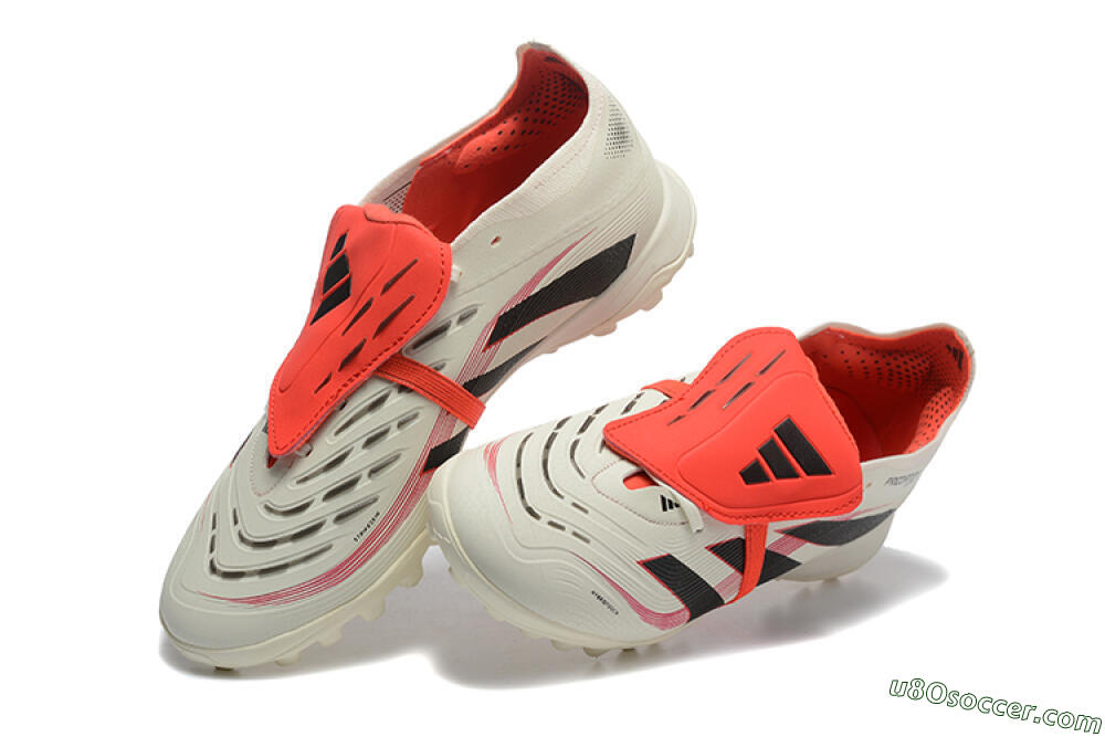 Adidas Predator 25 Elite Foldover Tongue TF Artificial Turf Soccer Shoes - Beige/Black/Red 6