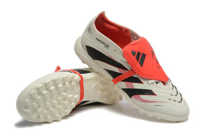 Adidas Predator 25 Elite Foldover Tongue TF Artificial Turf Soccer Shoes - Beige/Black/Red
