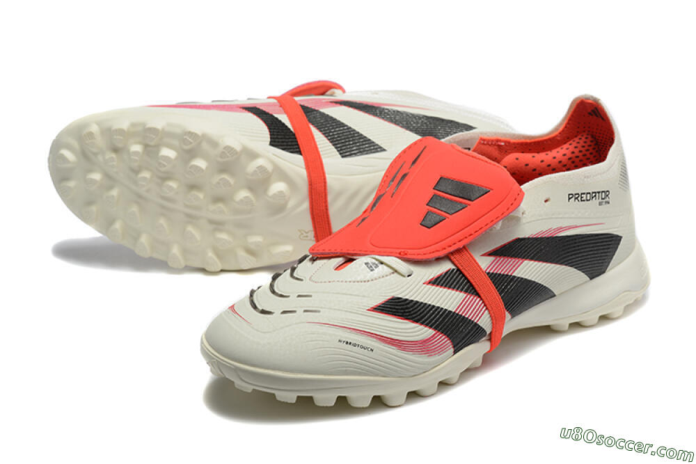 Adidas Predator 25 Elite Foldover Tongue TF Artificial Turf Soccer Shoes - Beige/Black/Red 3