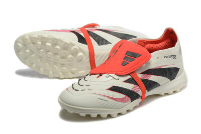 Adidas Predator 25 Elite Foldover Tongue TF Artificial Turf Soccer Shoes - Beige/Black/Red