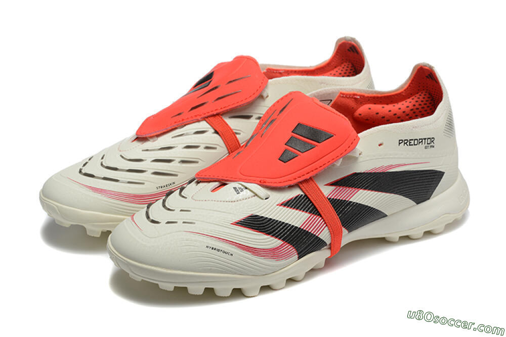 Adidas Predator 25 Elite Foldover Tongue TF Artificial Turf Soccer Shoes - Beige/Black/Red 5