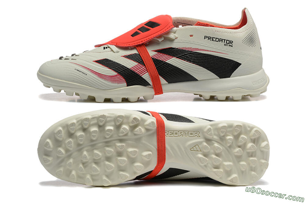 Adidas Predator 25 Elite Foldover Tongue TF Artificial Turf Soccer Shoes - Beige/Black/Red 0