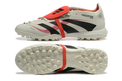 Adidas Predator 25 Elite Foldover Tongue TF Artificial Turf Soccer Shoes - Beige/Black/Red