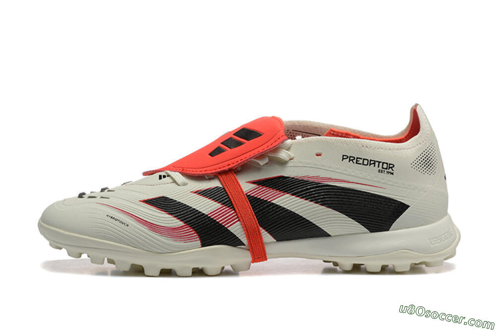 Adidas Predator 25 Elite Foldover Tongue TF Artificial Turf Soccer Shoes - Beige/Black/Red 2