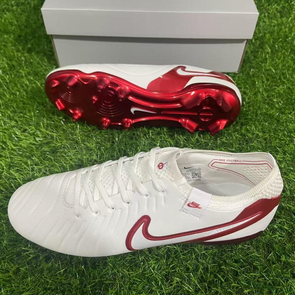 Nike Tiempo Legend 10 Elite FG Firm Ground Soccer Cleats - White/Red