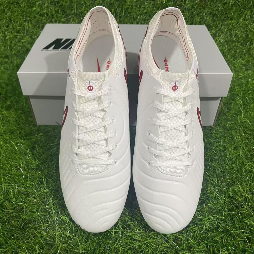 Nike Tiempo Legend 10 Elite FG Firm Ground Soccer Cleats - White/Red