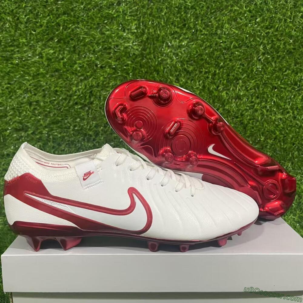 Nike Tiempo Legend 10 Elite FG Firm Ground Soccer Cleats - White/Red