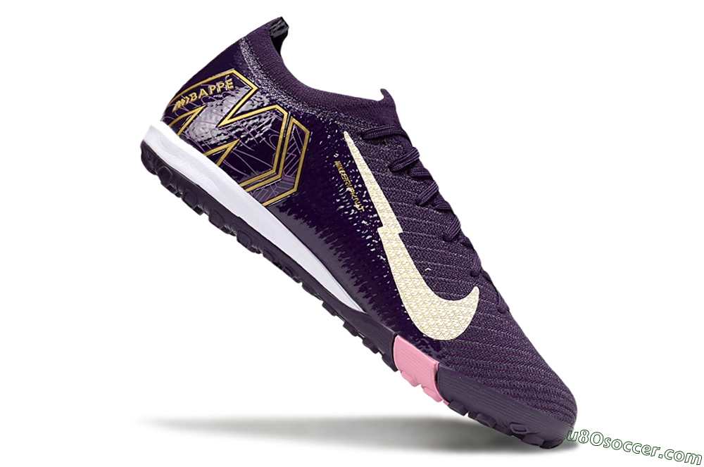 Nike Air Zoom Mercurial Vapor 16 Elite TF Artificial Turf Soccer Shoes - Purple/White/Gold 5