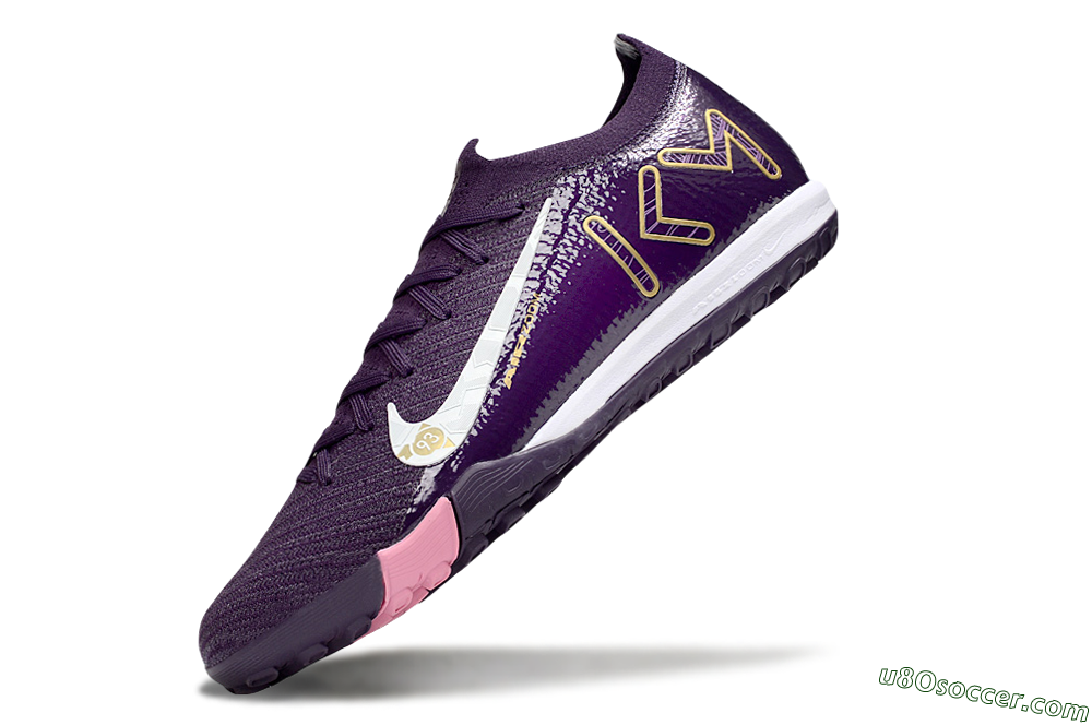 Nike Air Zoom Mercurial Vapor 16 Elite TF Artificial Turf Soccer Shoes - Purple/White/Gold 6