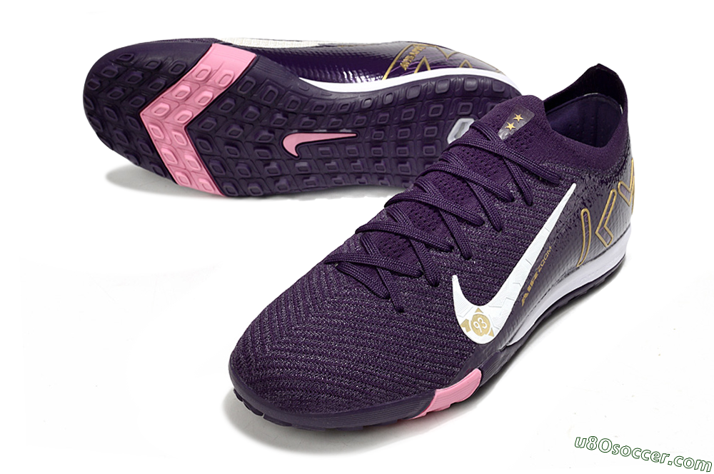 Nike Air Zoom Mercurial Vapor 16 Elite TF Artificial Turf Soccer Shoes - Purple/White/Gold 3