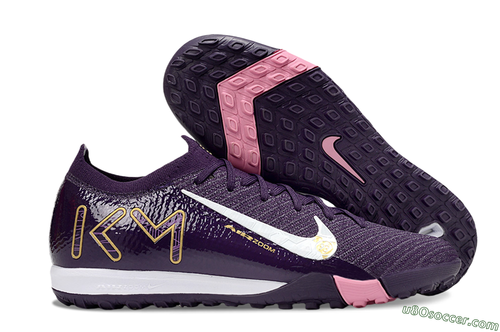 Nike Air Zoom Mercurial Vapor 16 Elite TF Artificial Turf Soccer Shoes - Purple/White/Gold 1
