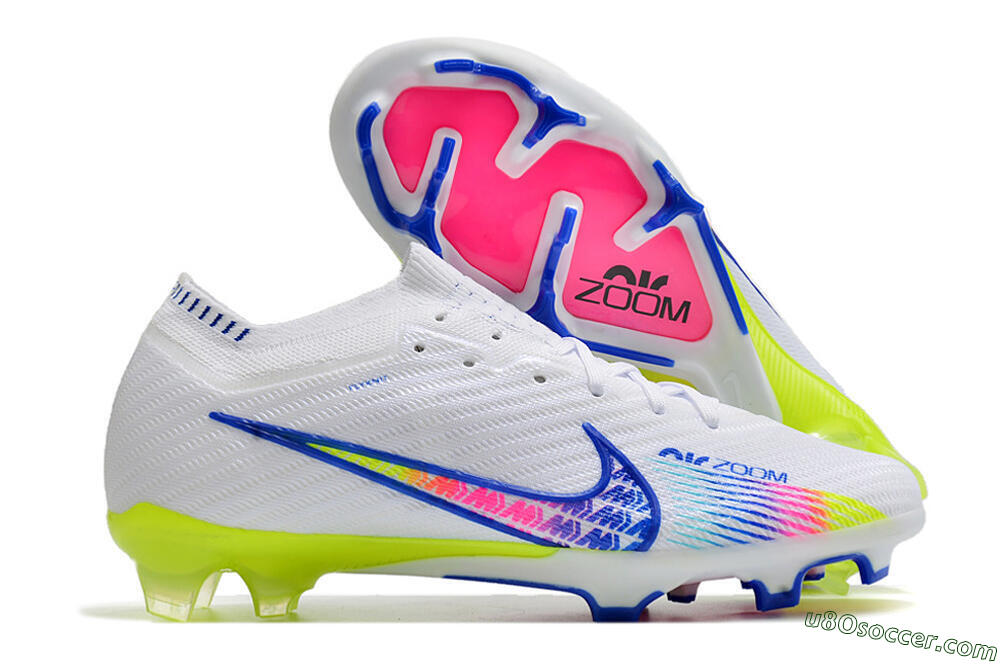 Nike Air Zoom Mercurial Vapor 15 Elite FG Firm Ground Soccer Cleats - White/Blue/Pink/Yellow 1