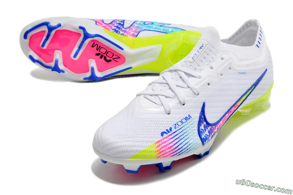 Nike Air Zoom Mercurial Vapor 15 Elite FG Firm Ground Soccer Cleats - White/Blue/Pink/Yellow 3