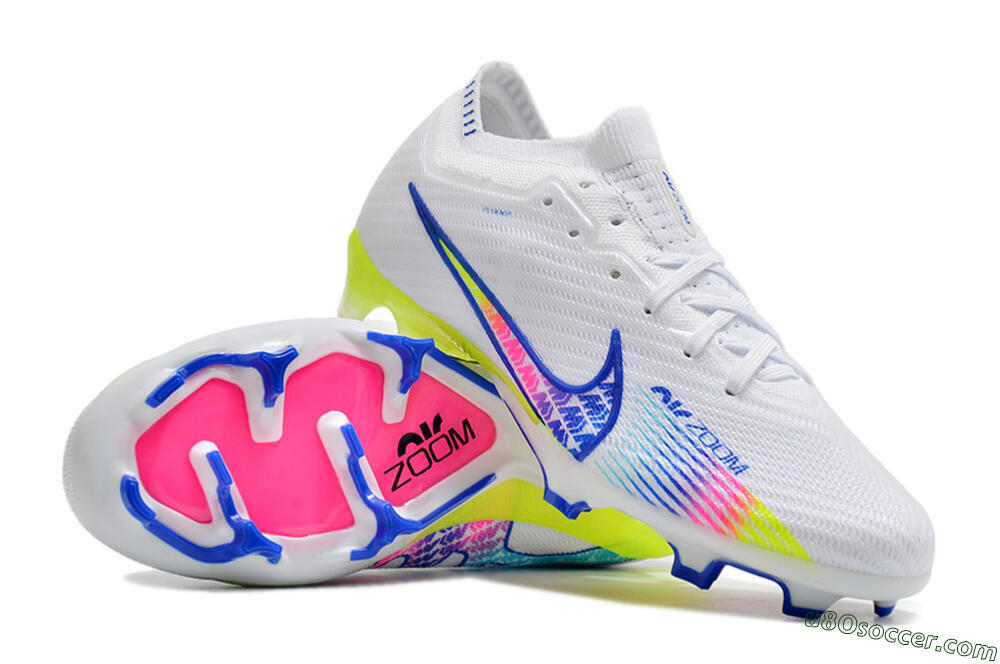 Nike Air Zoom Mercurial Vapor 15 Elite FG Firm Ground Soccer Cleats - White/Blue/Pink/Yellow 0