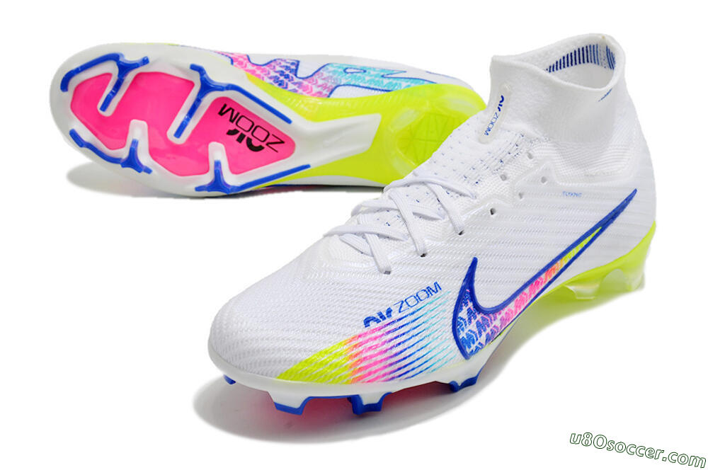 Nike Air Zoom Mercurial Superfly 10 Elite FG Firm Ground Soccer Cleats - White/Blue/Pink 3