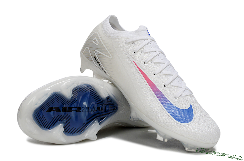 Nike Air Zoom Mercurial Vapor 16 Elite FG Firm Ground Soccer Cleats - White/Blue/Pink 4
