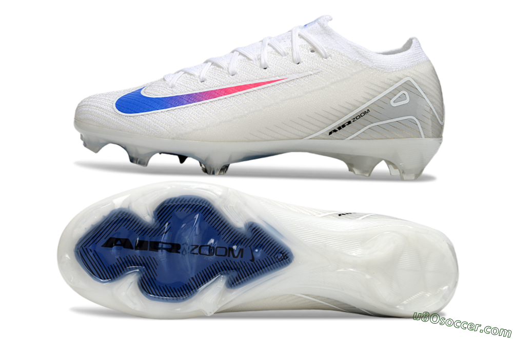 Nike Air Zoom Mercurial Vapor 16 Elite FG Firm Ground Soccer Cleats - White/Blue/Pink 0