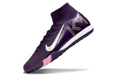 Nike Air Zoom Mercurial Superfly 10 Elite TF Artificial Turf Soccer Shoes - Purple/White/Gold
