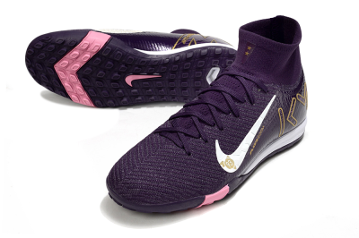 Nike Air Zoom Mercurial Superfly 10 Elite TF Artificial Turf Soccer Shoes - Purple/White/Gold