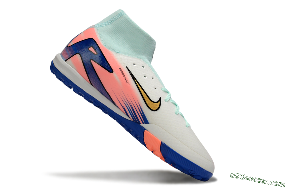 Nike Air Zoom Mercurial Superfly 10 Elite TF Artificial Turf Soccer Shoes - Jade/Gold/Blue 4