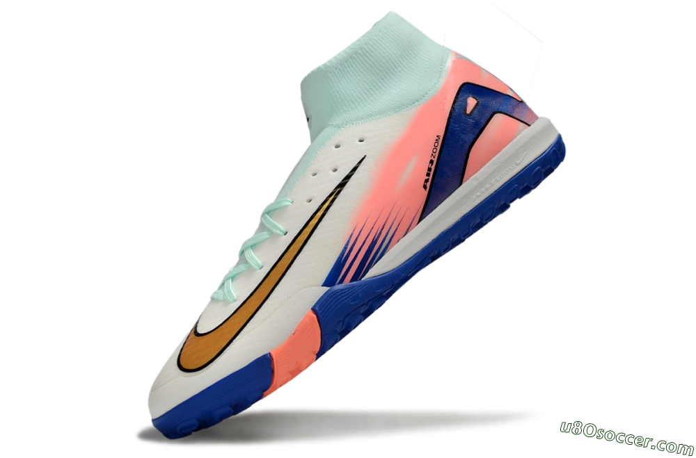 Nike Air Zoom Mercurial Superfly 10 Elite TF Artificial Turf Soccer Shoes - Jade/Gold/Blue 5