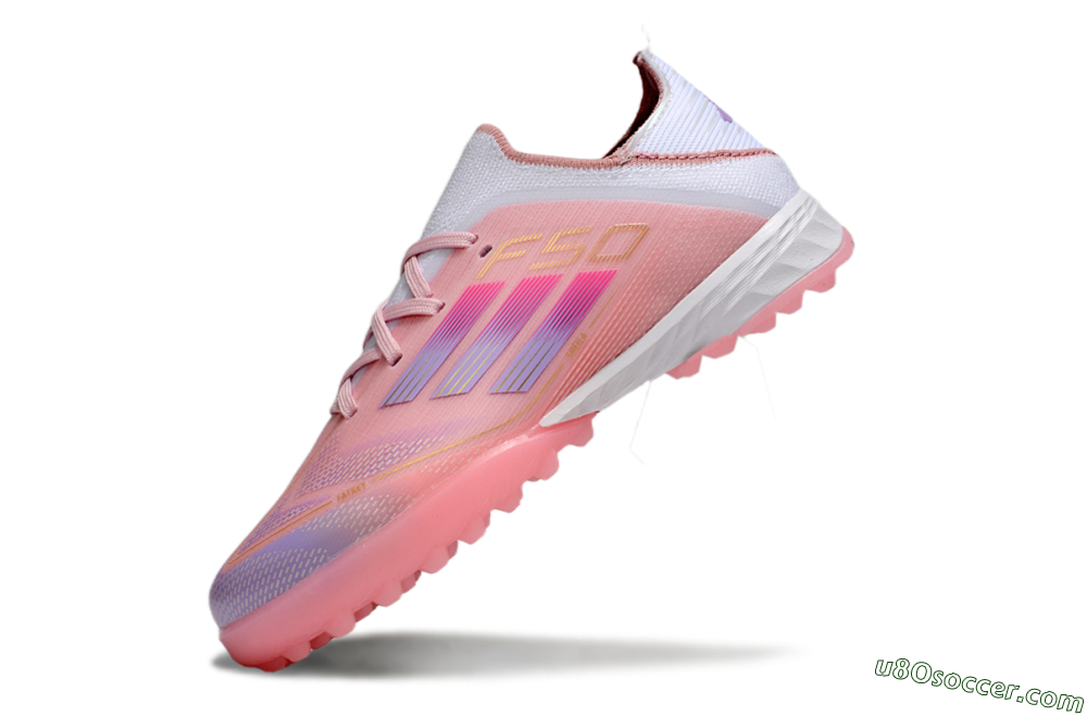 Adidas F50 Elite TF Artificial Turf Soccer Shoes - Pink/Purple/Gold 4