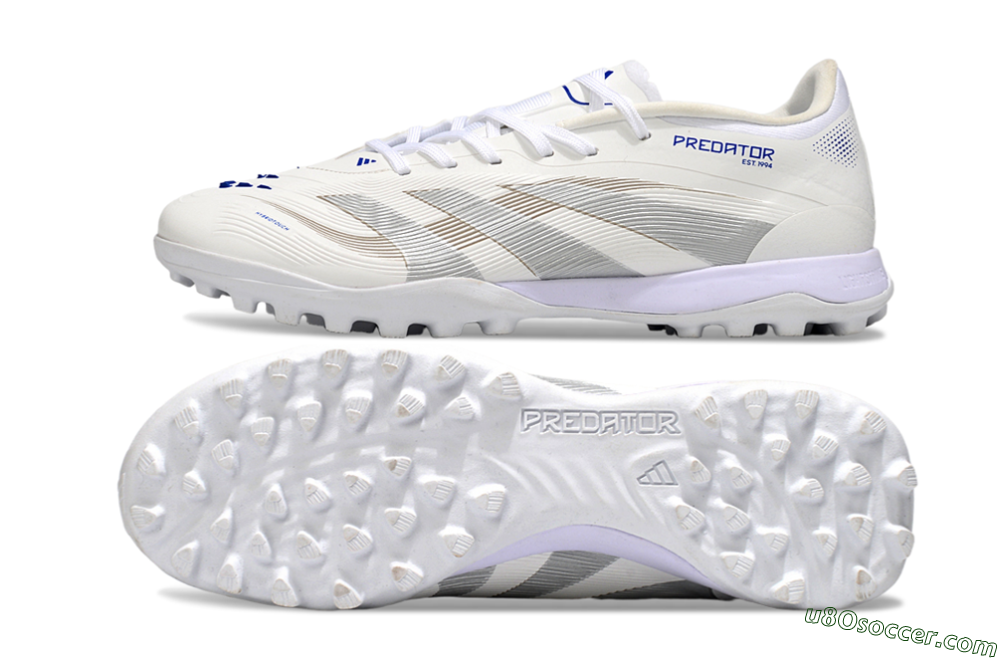 Adidas Predator 25 Elite TF Artificial Turf Soccer Shoes - Beige/Silver/White 0