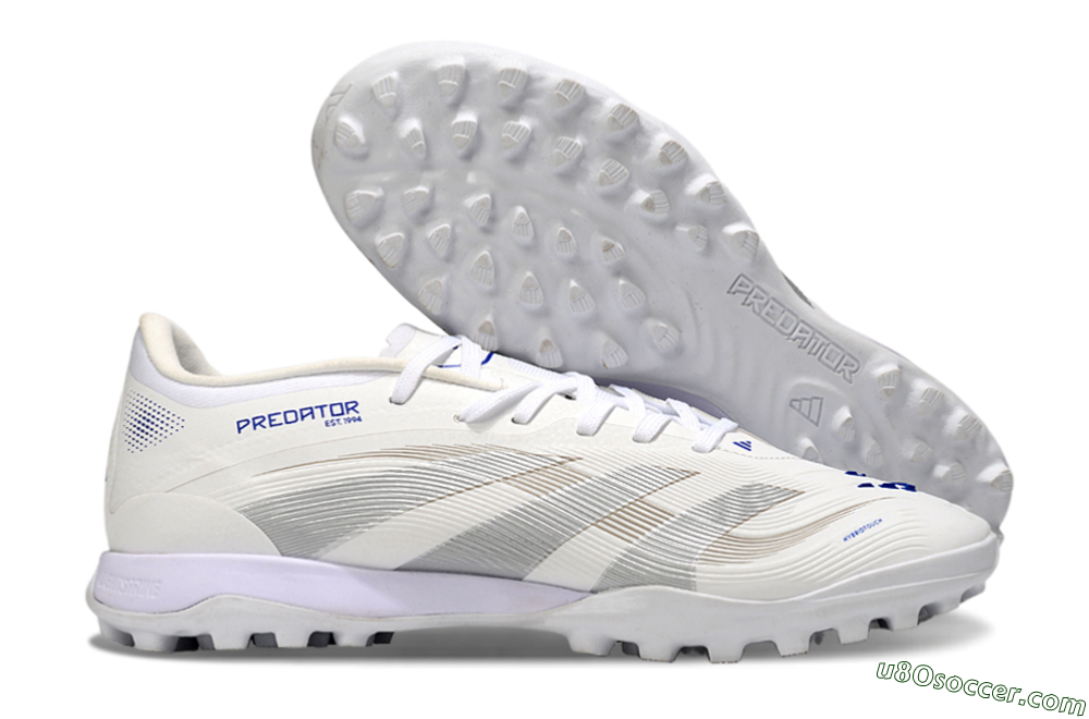 Adidas Predator 25 Elite TF Artificial Turf Soccer Shoes - Beige/Silver/White 1