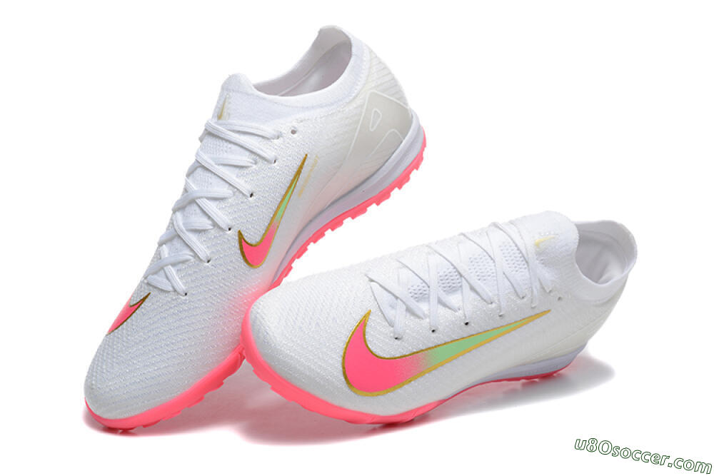 Nike Air Zoom Mercurial Vapor 16 Elite TF Artificial Turf Soccer Shoes - White/Pink/Gold 6