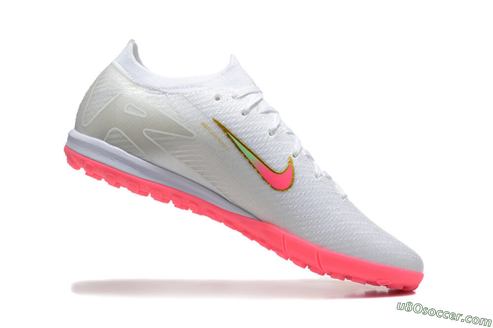 Nike Air Zoom Mercurial Vapor 16 Elite TF Artificial Turf Soccer Shoes - White/Pink/Gold 7