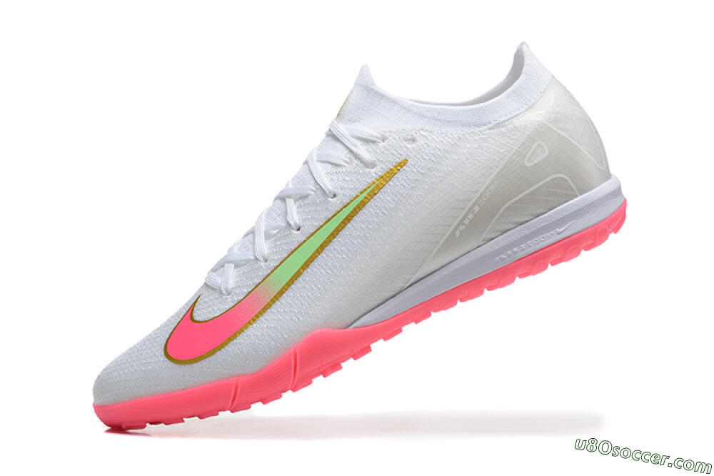 Nike Air Zoom Mercurial Vapor 16 Elite TF Artificial Turf Soccer Shoes - White/Pink/Gold 8