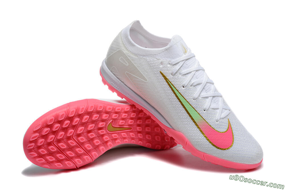 Nike Air Zoom Mercurial Vapor 16 Elite TF Artificial Turf Soccer Shoes - White/Pink/Gold 4